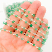 Green Onyx Sterling Silver Wire Chain